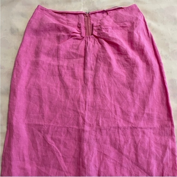 Natalie Rolt- Candy Pink Lilo High Waisted Linen Midi Skirt Size AU 3/ US 8 - Picture 4 of 11